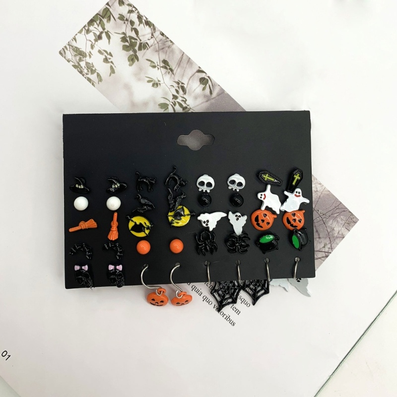 Khuyên Tai Dạng Vòng Thả Hình Bộ Xương Nhện Cho Tiệc Halloween YOUYO