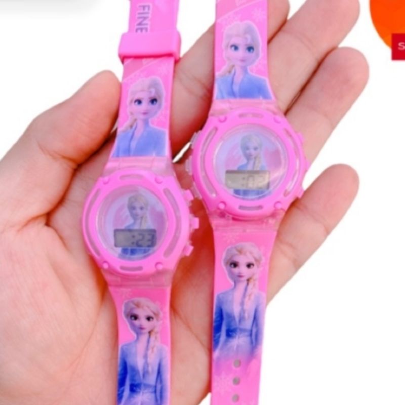 Đồng Hồ Điện Tử cho bé trai Bé gái hoạt hình công chúa Elsa heo Peppa Pony mèo Kitty Doremon cho bé