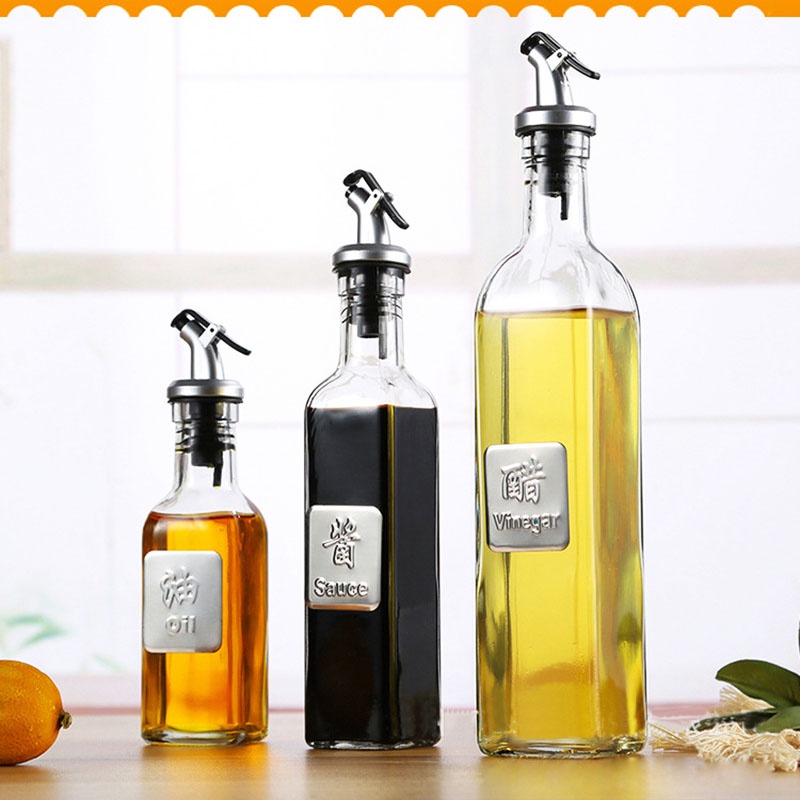 Chai Đựng Dầu Ăn Thủy Tinh Thân Vuông, Nước mắm, Gia vị trong bếp 180ml, 300ml, 500ml