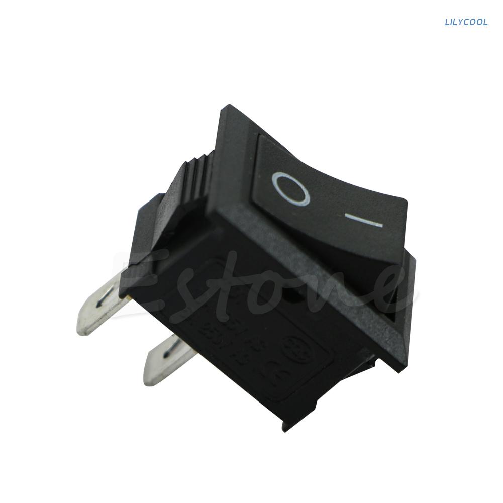 Công tắc bật/tắt hình chữ nhật màu trắng đen mới KCD1-2Pin 250V 3A