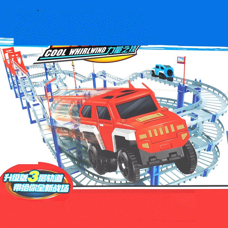 ĐỒ CHƠI TRẺ EM BỘ ĐỒ CHƠI LẮP GHÉP ĐƯỜNG RAY Ô TÔ VÀ TÀU LƯỢN 3 TÂNG