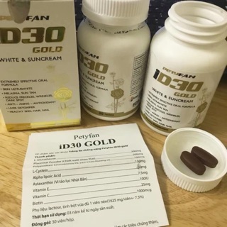 (HÀNG CHÍNH HÃNG) Viên trắng da,chống nắng Petyfan iD30 gold nhập khẩu chính hãng Mỹ