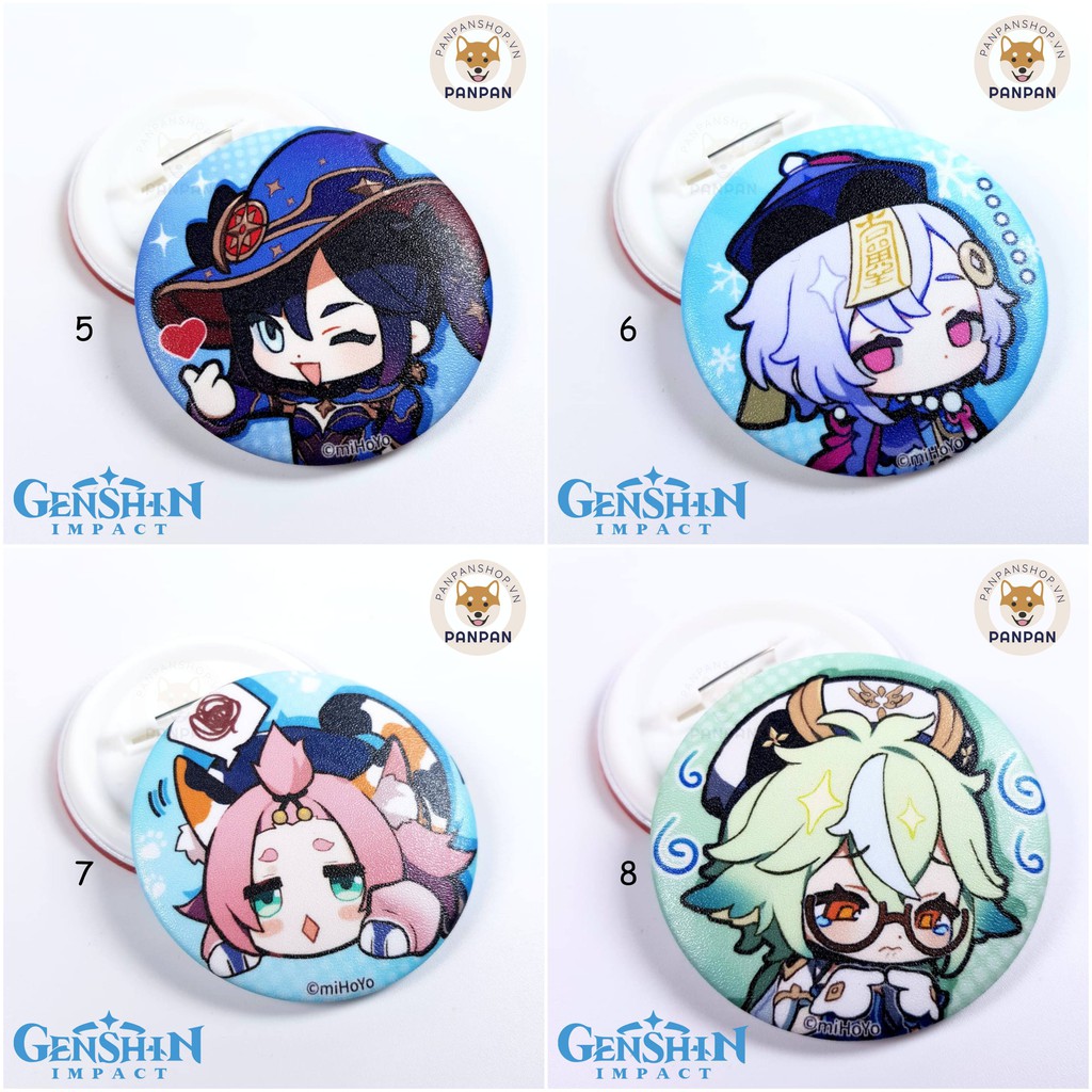 [MUA 3 TẶNG 1] Huy Hiệu Genshin Impact Chibi 9 Nhân Vật (6CM)