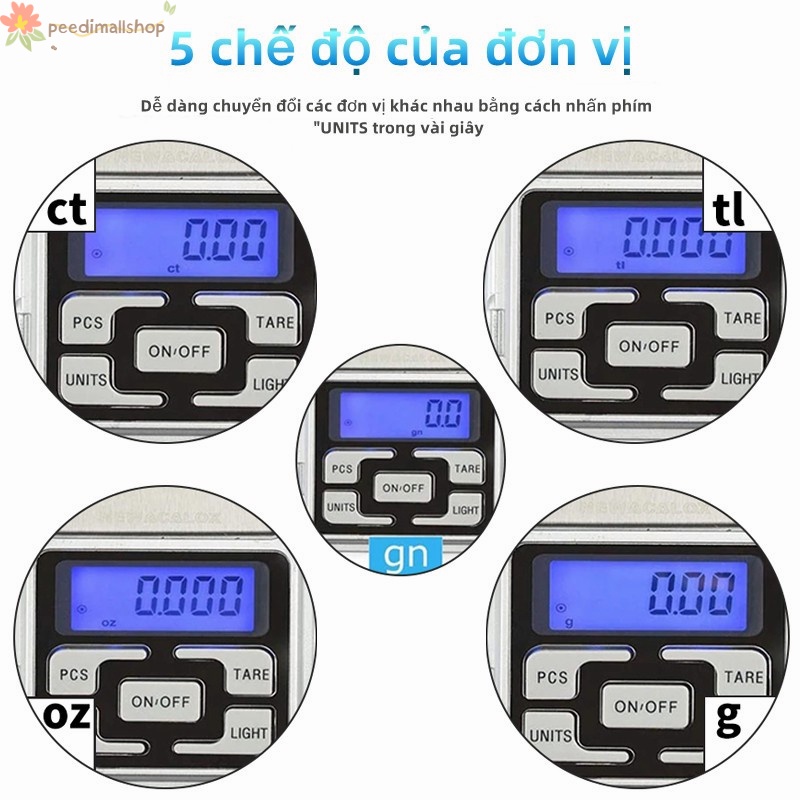 Cân Điện Tử Mini Cân điện tử Cân nhà bếp Cân tiểu li điện tử bỏ túi độ Mini chính xác cao 200g/0.01g 500g/0.01g TẶNG2PIN