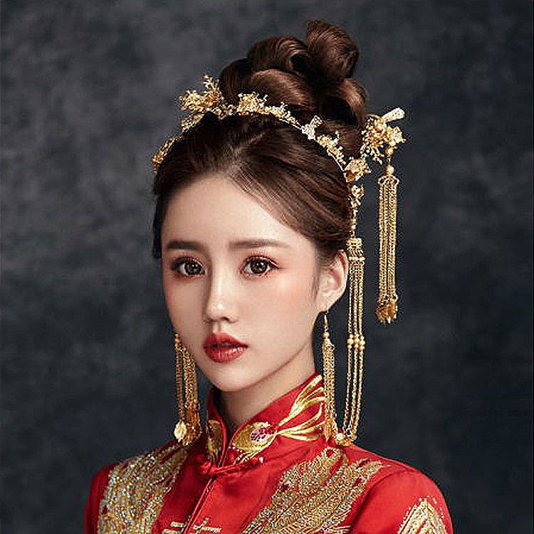 Phụ Kiện Cài Tóc Cô Dâu Hình Phượng Hoàng Rồng Kiểu Trung Hoa Cổ Điển 3.15