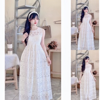 Đầm maxi ren dày dặn