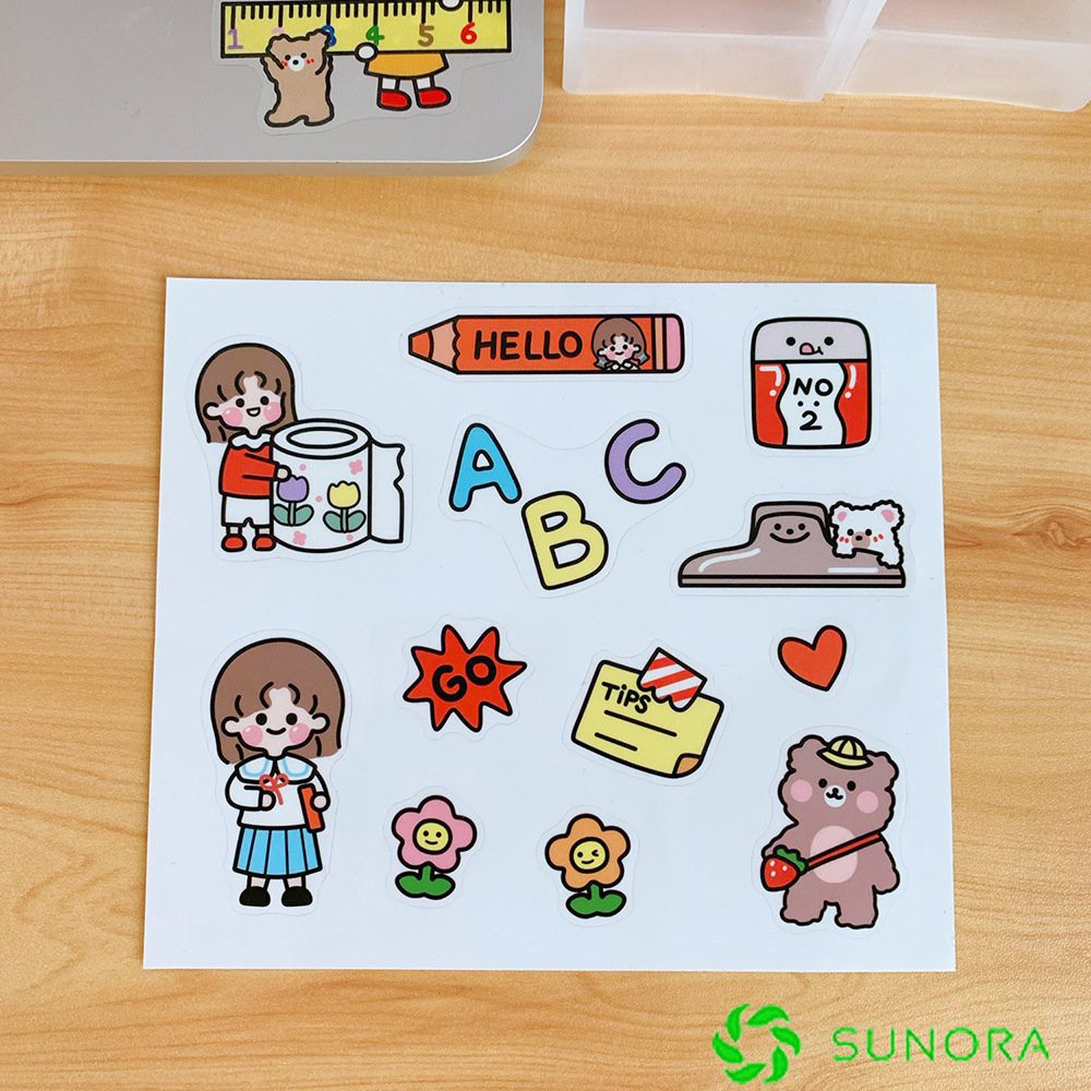 Sticker Decal Trang Trí Cô Gái Cute Nhật Bản Miếng Dán Sổ Tay Vali