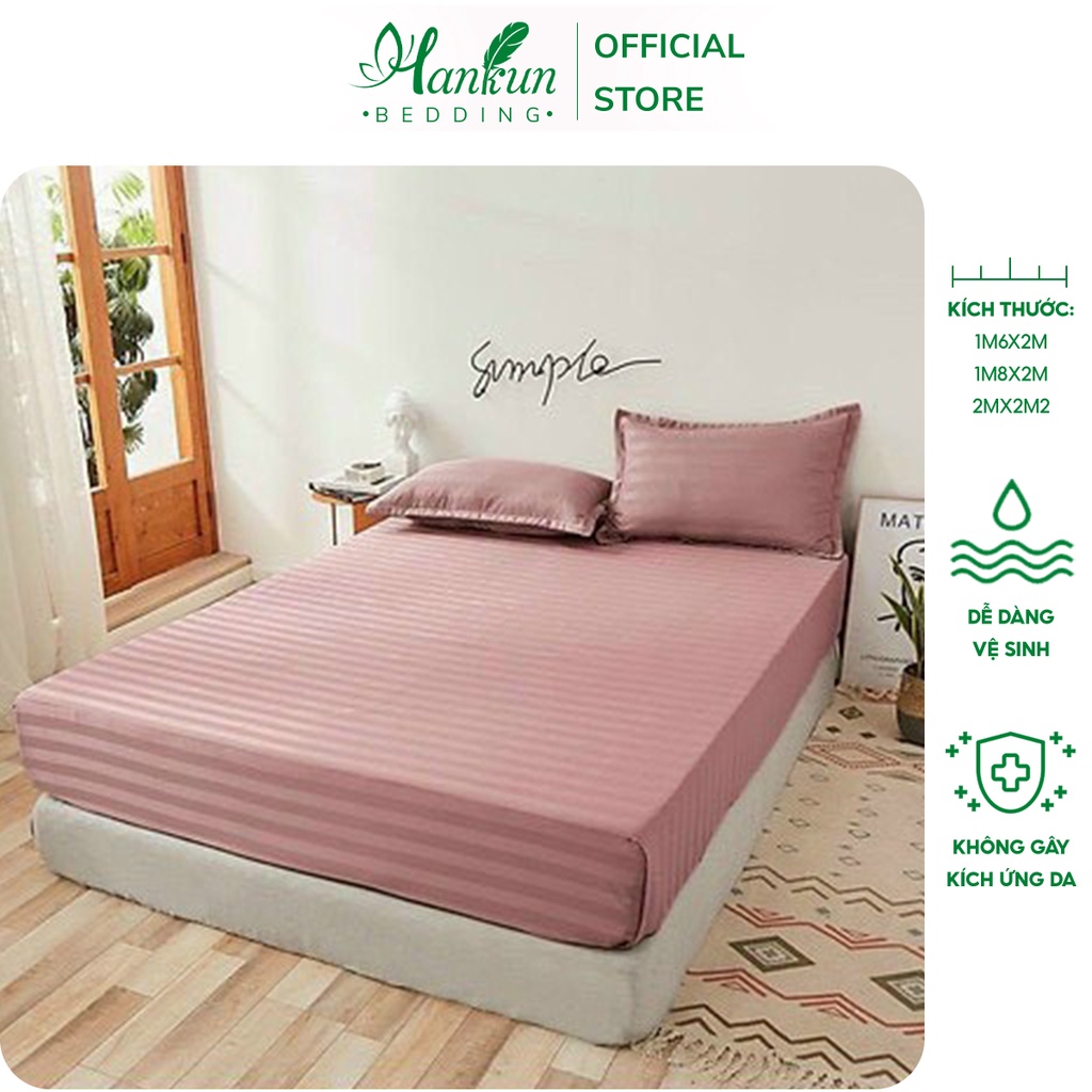 Set ga giường vỏ gối cotton 3F Hankun  kẻ sọc hiện đại chuyên dùng khách sạn, nhà nghỉ, homestay