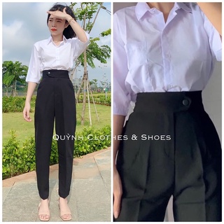 Quần tây cúc bấm , quần tây lưng cao