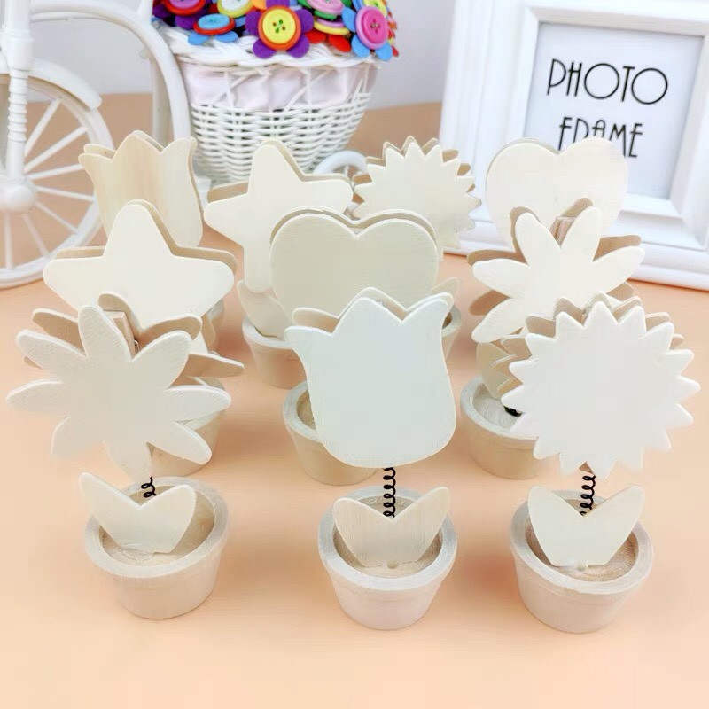 Chậu Hoa Gỗ -Kẹp Giấy Note Hoặc Hình Ảnh