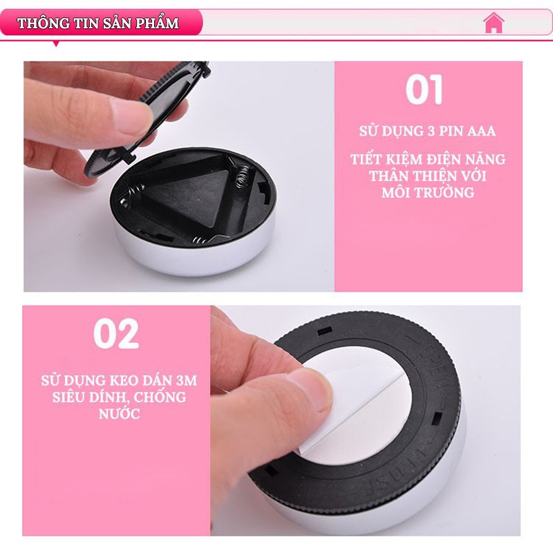 Đèn Led Dán Cốp Xe Ô Tô, Dán Tường 3 bóng siêu sáng tiện dụng