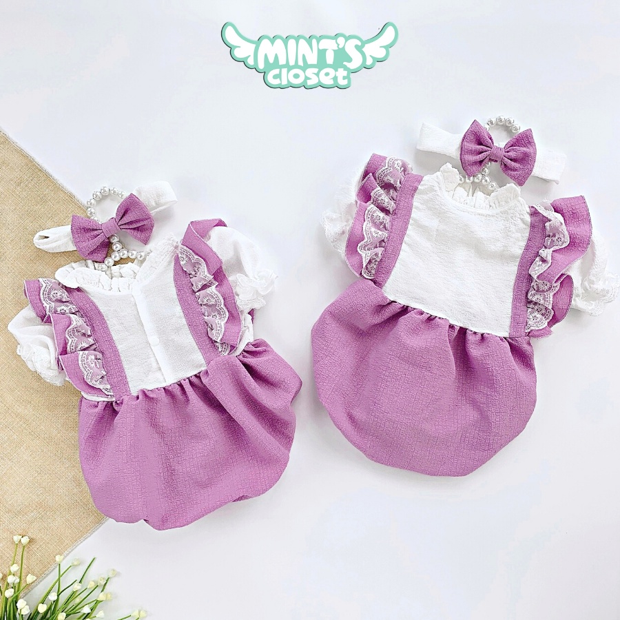 Set đồ sơ sinh, bodysuit tay phồng bé gái sơ sinh 1 2 tuổi MINTSCLOSET Mint's Closet - BS6076