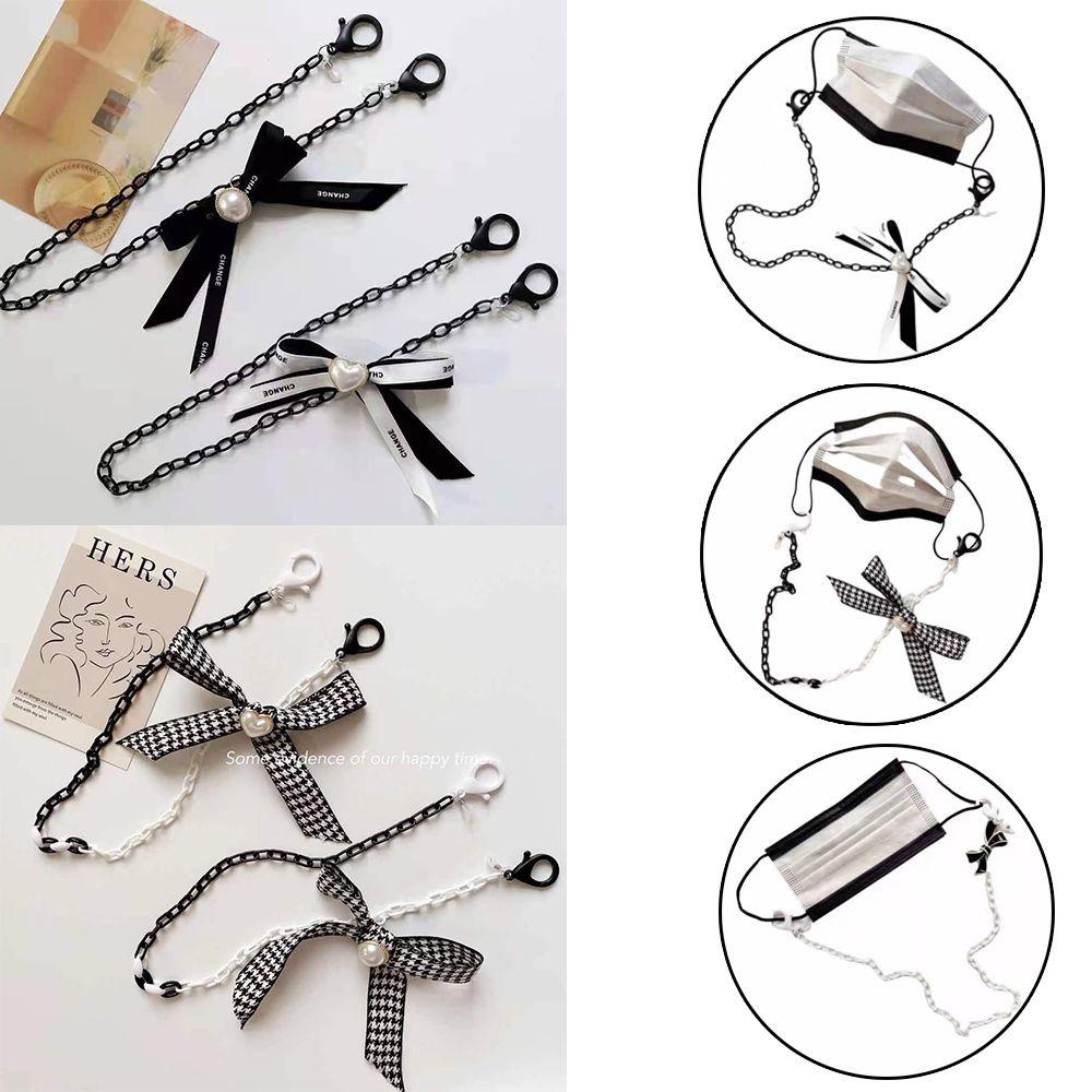 Dây Đeo Mắt Kính Bằng Acrylic Hình Nơ Trắng Đen