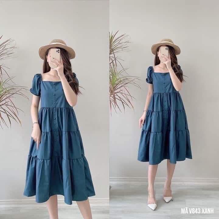 Váy bầu 💗 FREESHIP ⚡️ Đầm bầu công sở mẫu thiết kế mềm mịn freesize từ 45 đến 70kg - Tổng kho váy bầu - HT-KidsMomy
