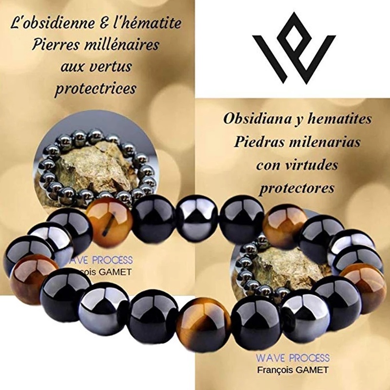 1 Vòng Tay Xâu Hạt Đá Mắt Hổ Từ Tính Chăm Sóc Sức Khỏe / Vòng Tay Bằng Đá Obsidian Đen Cho Nam Và Nữ