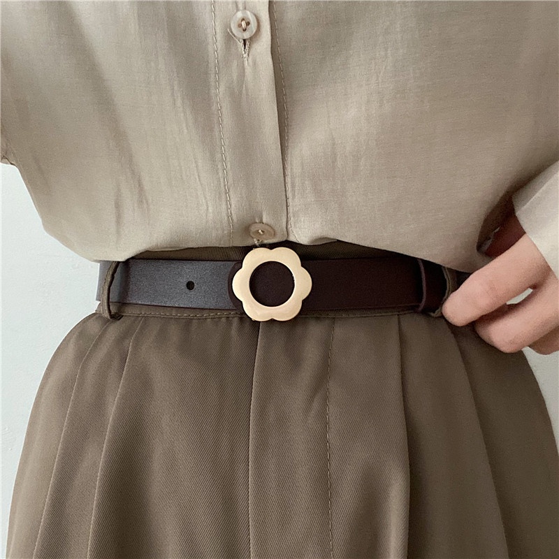 Thắt Lưng Màu Đen Họa Tiết Hoa Phong Cách Hàn Quốc 19588ins