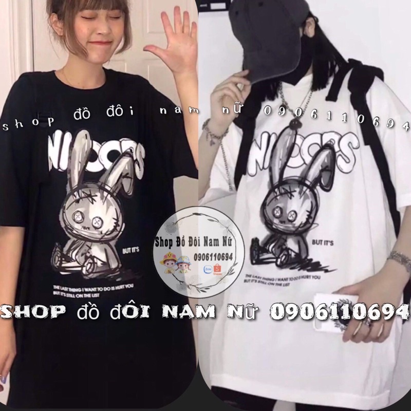 🐰Áo Đôi Bạn Thân Nam nữ- Áo Nhóm Tay Lỡ Unisex in Hình Thỏ Dễ Thương, có 3 Màu