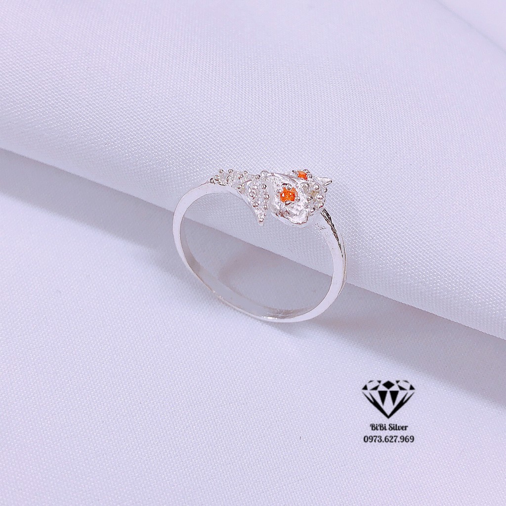 NHẪN NỮ BẠC TA HỒ LY HỞ MẮT HỒNG DÁNG MỚI - BIBI SILVER - BBS