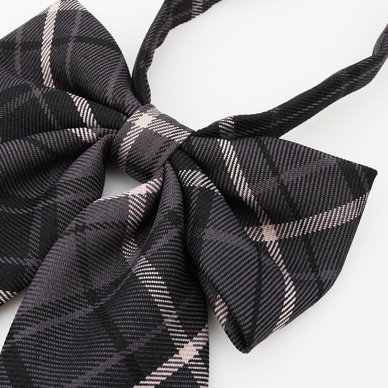 Cà Vạt Nơ Họa Tiết Sọc Caro Đen Phong Cách Nhật Bản Cho Nữ