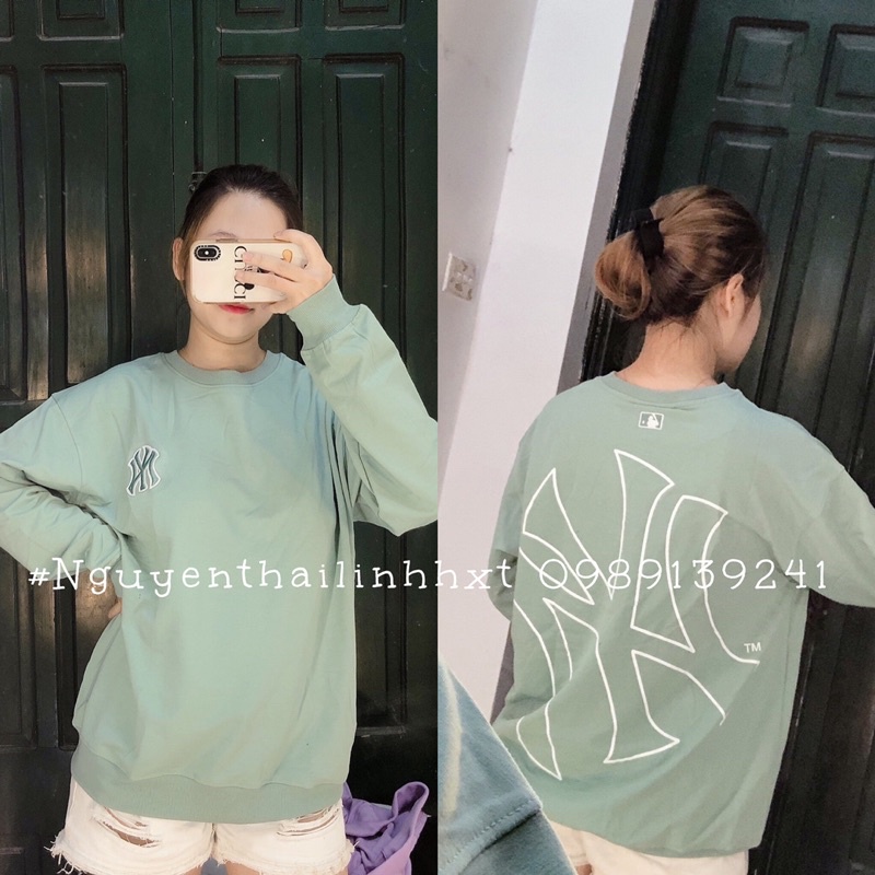 Áo nỉ sweater Ny MLB xuất in big logo basic sau lưng dài tay cổ tròn | BigBuy360 - bigbuy360.vn