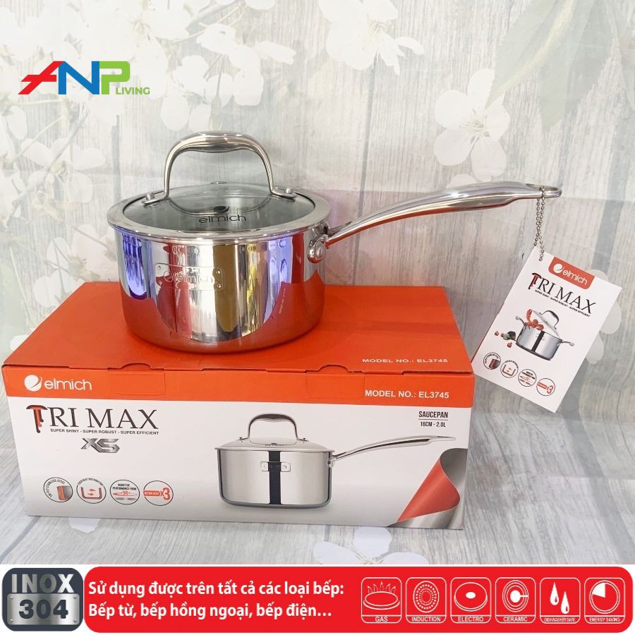 Quánh Inox 3 lớp cao cấp đáy liền Trimax XS EL-3745 size 16cm