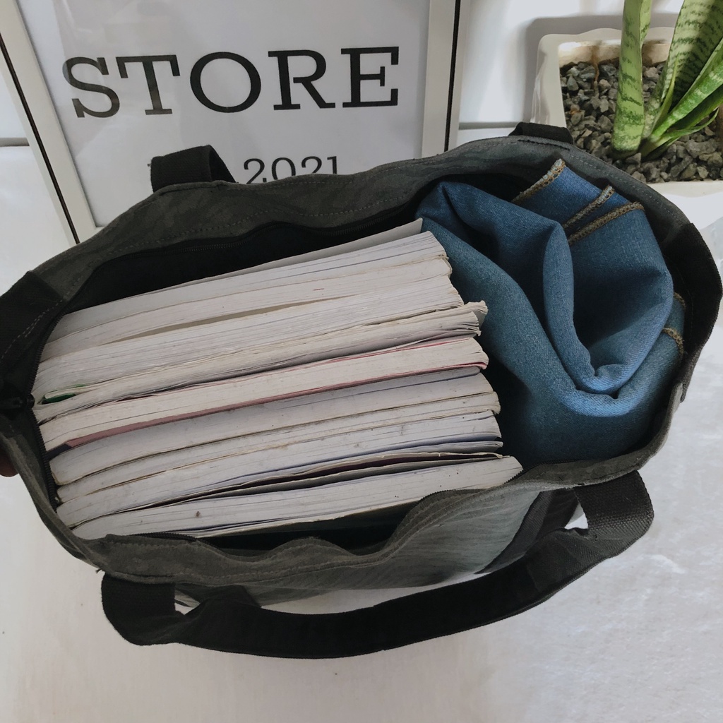 Túi tote đeo vai vải jean cỡ lớn , phong cách ulzzang Hàn Quốc , ảnh thật shop chụp