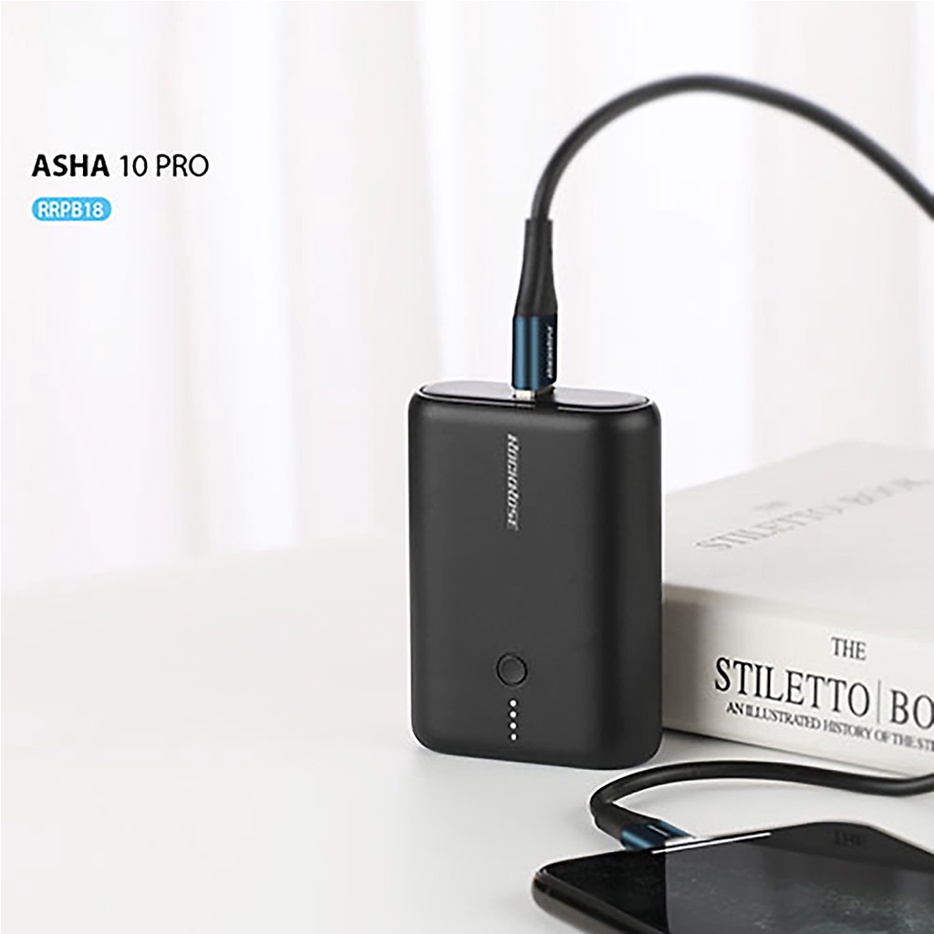 Sạc Dự Phòng Mini Siêu Nhỏ 10000mAh ROCKROSE Asha 10 Neo QC 3.0 - Cổng USB A/ Type C Sạc Cho Iphone/ Android