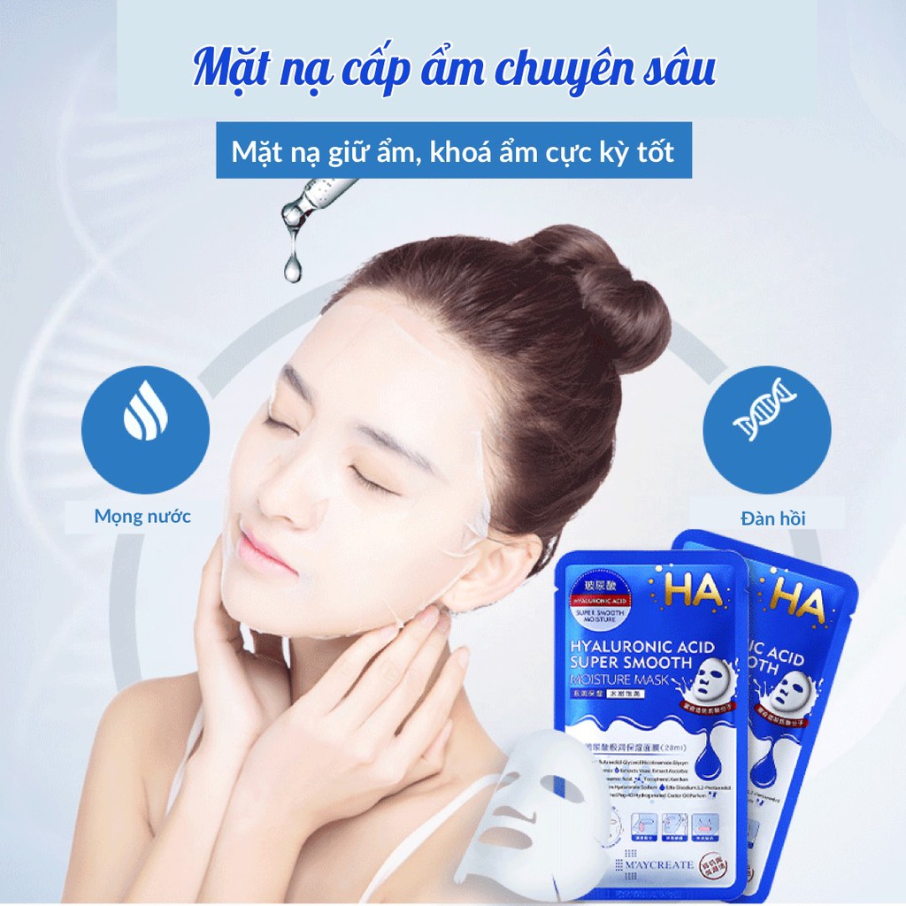 Mặt Nạ HA Xanh Dưỡng Ẩm Có Feedback - Hãng Maycreate - Dành Cho Da Nhạy Cảm  Khô Kiềm Dầu Sáng Da