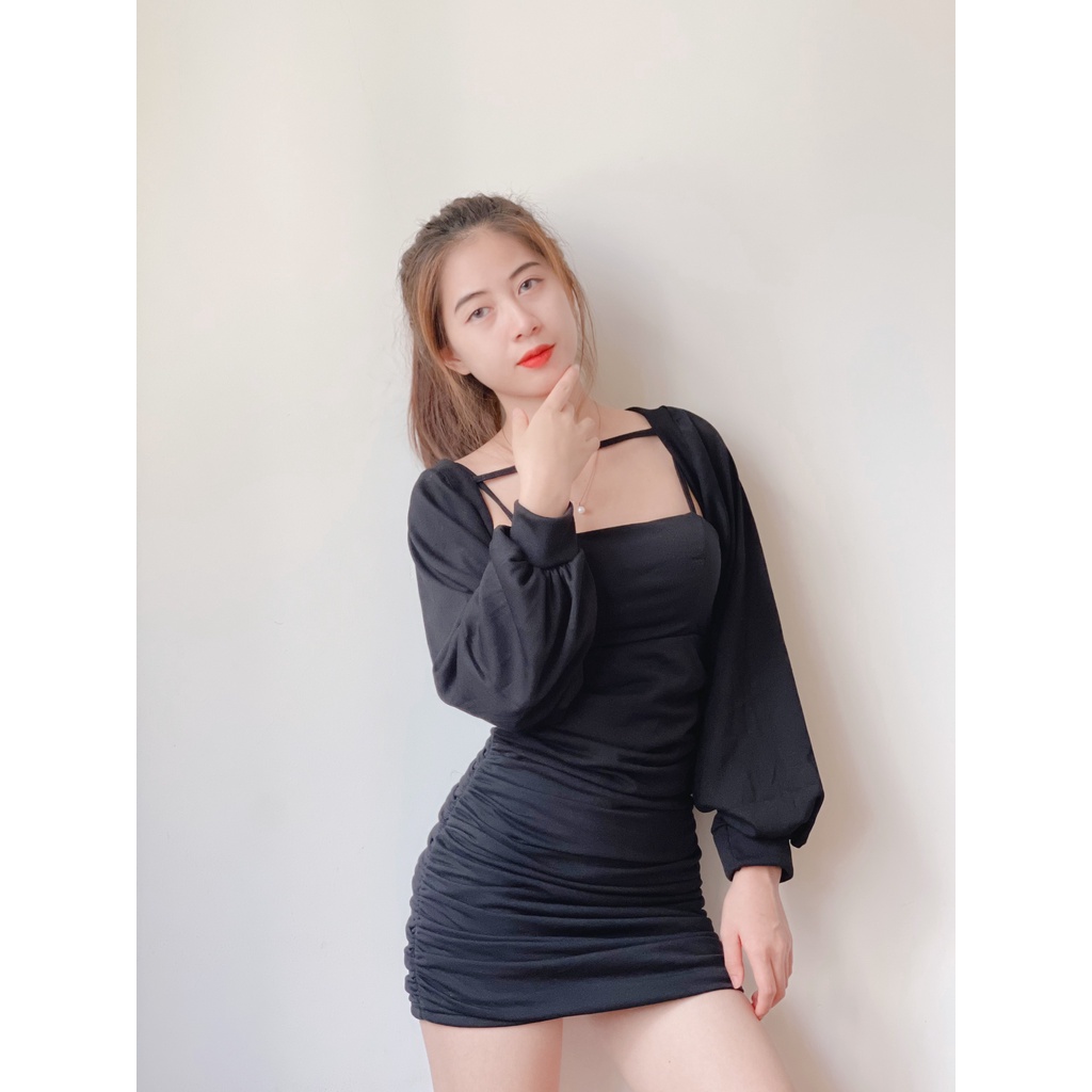 Set đầm kiểu kèm áo khoác croptop 4YOUNG FASHION ST03 | BigBuy360 - bigbuy360.vn