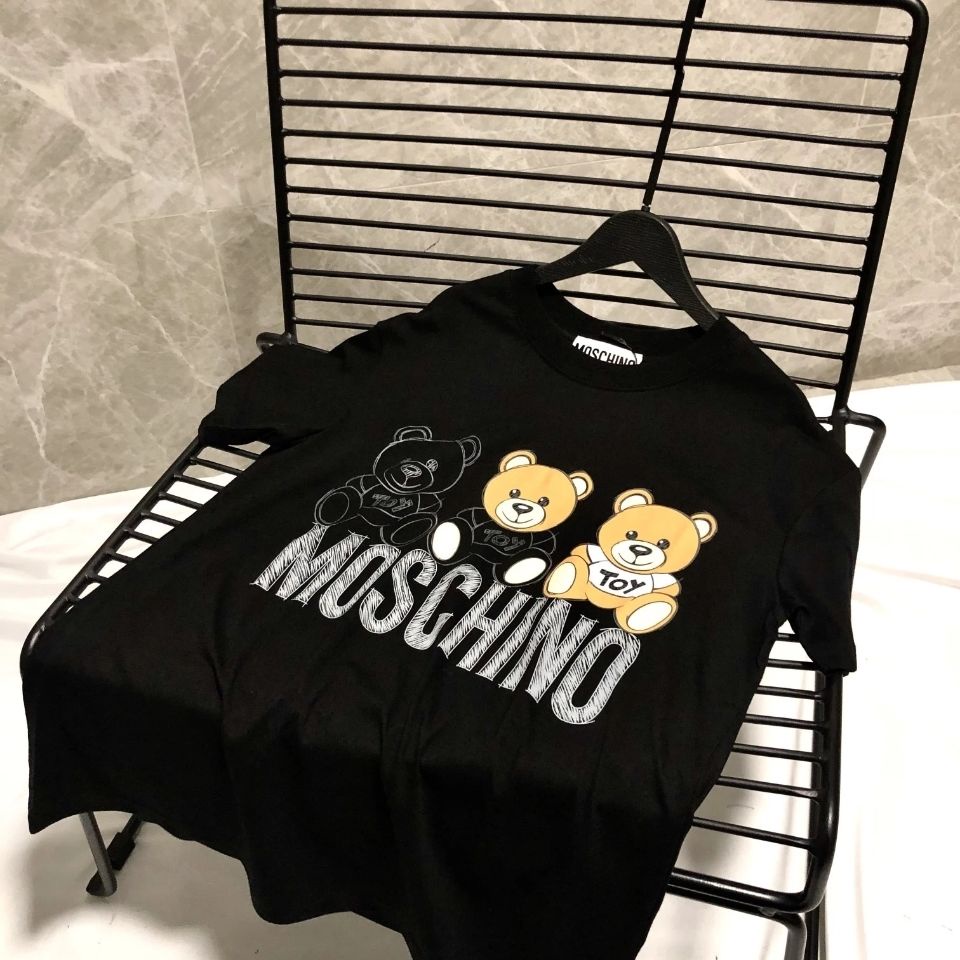 Áo Thun Tay Ngắn cao cấp In Hình Gấu Moschino Dễ Phối Đồ Thời Trang Cho Nam Và Nữ