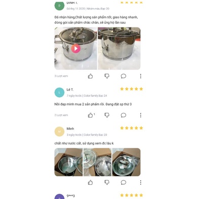 Nồi inox 304 bếp từ 3 đáy Fivestar  16cm nắp kính