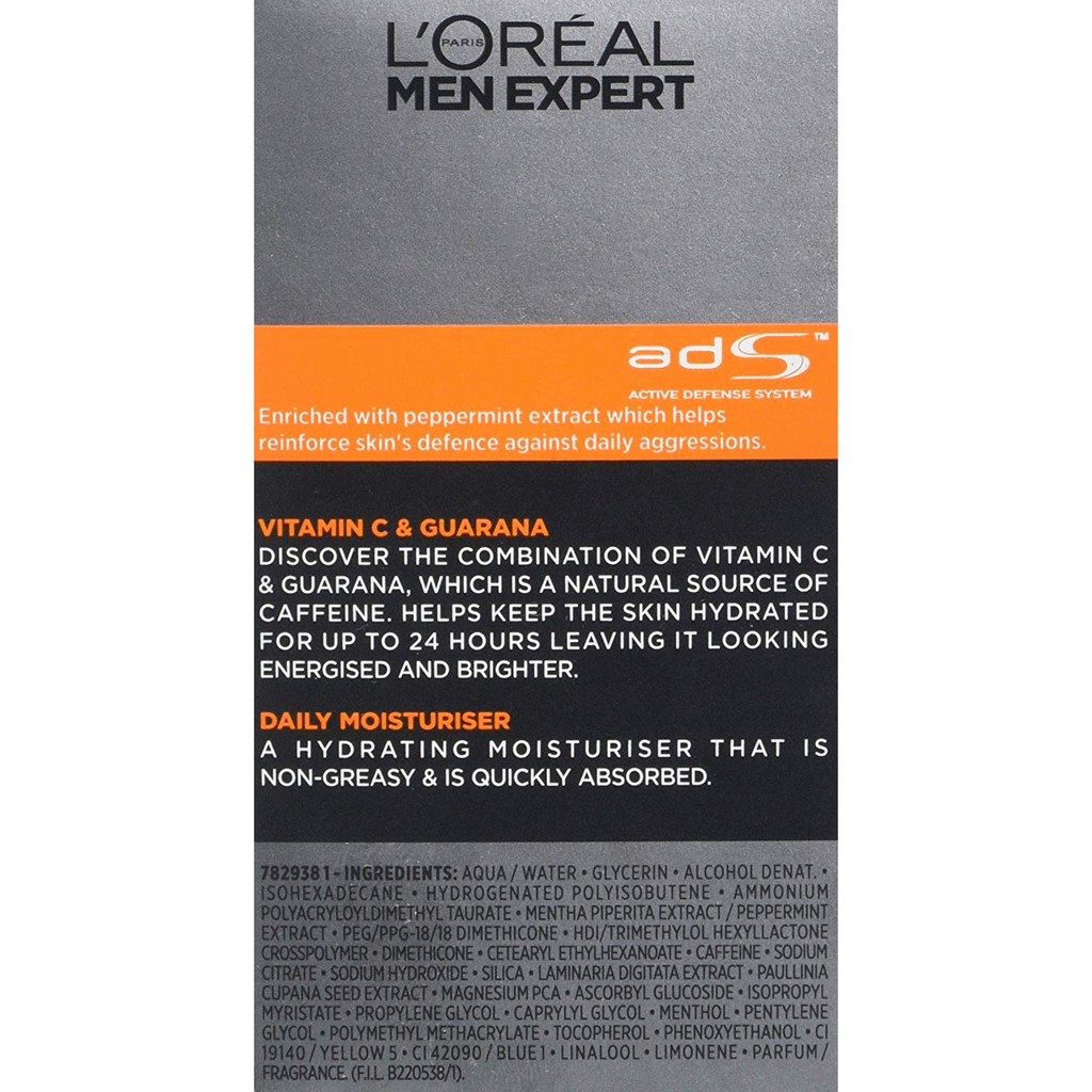 Kem dưỡng ẩm 5 tác động chống mệt mỏi L'Oreal Men Expert Hydra Energetic, Anti-Fatigue Moisturiser