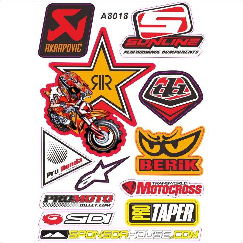 A4 Size Motocross Rockstar Glossy Film Stickers Bike Car Waterproof PVC Decals