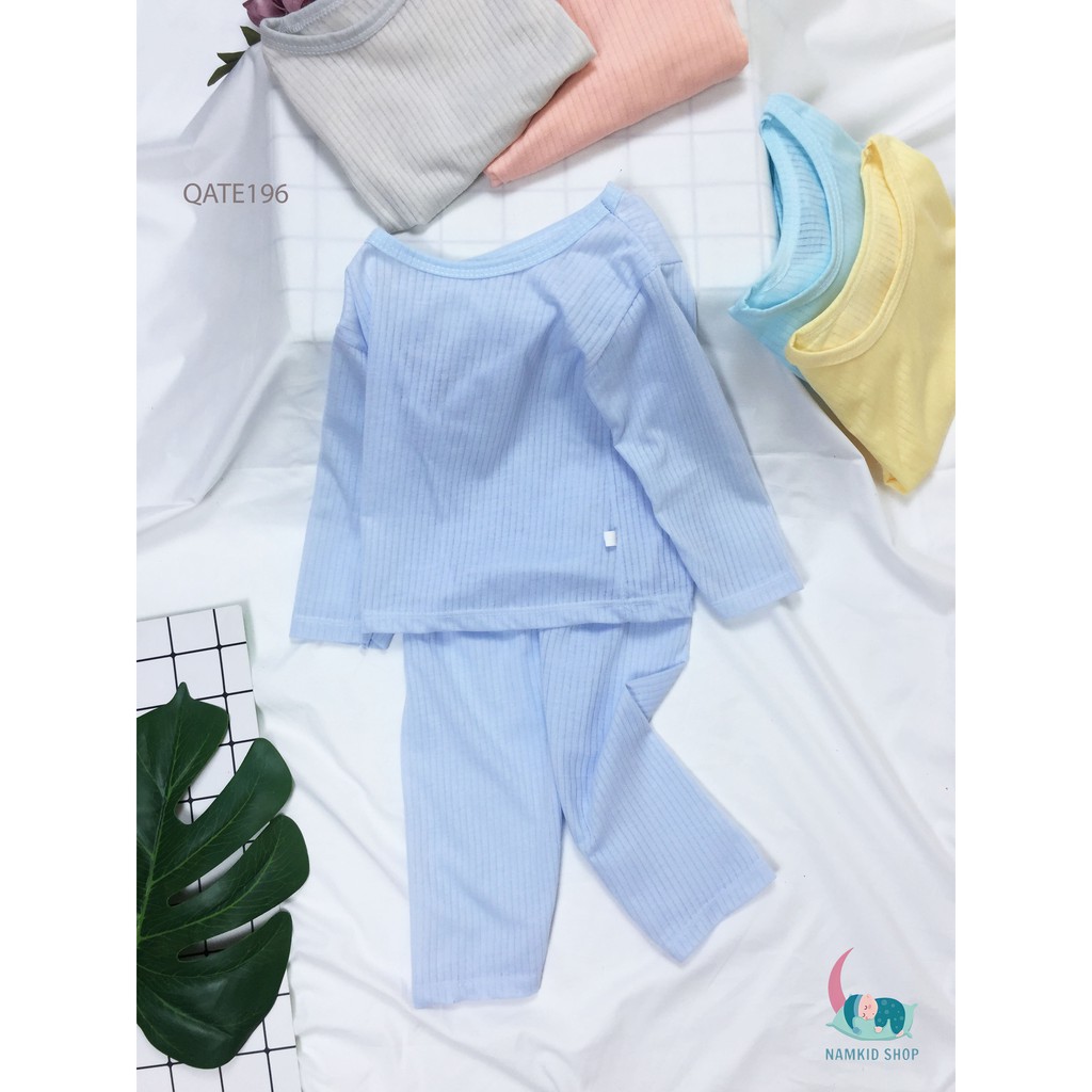 BỘ COTTON GÂN DÀI TAYCHO BÉ QATE196, NAMKIDSHOP