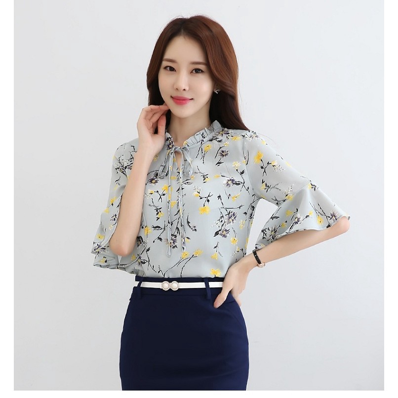 Women chiffon short sleeve blouse women tops