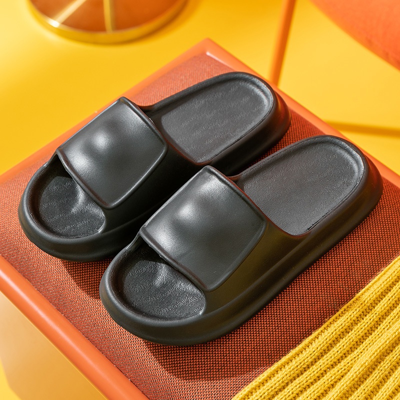 Dép bánh mì unisex, Dép nữ quai ngang chất liệu EVA hai màu trắng đen trơn size kép 36-43  DC04