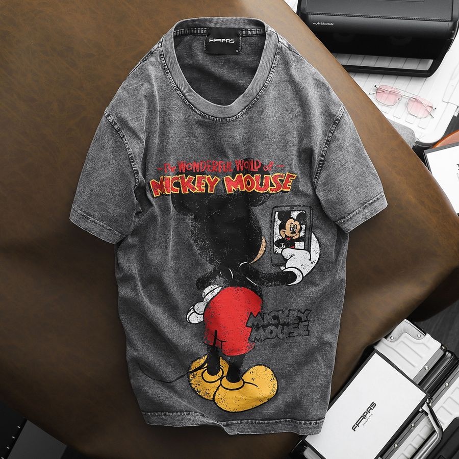 Áo Thun Nam In Hình Mickey Mouse Cực Cool Chất Vải Cotton Form Vừa Vặn - FAPAS