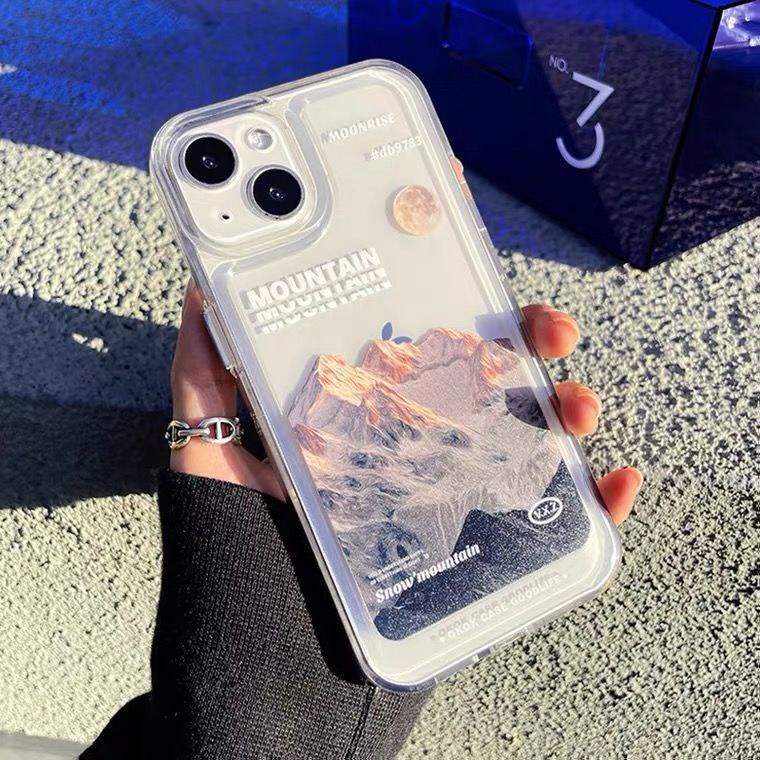 Ốp Điện Thoại Acrylic Cứng Họa Tiết Hoàng Hôn Trên Núi Tuyết Cho Iphone 13 Pro Max 12 11Pro Xs Max Xr X 8 7 Plus Iphone 7/8P