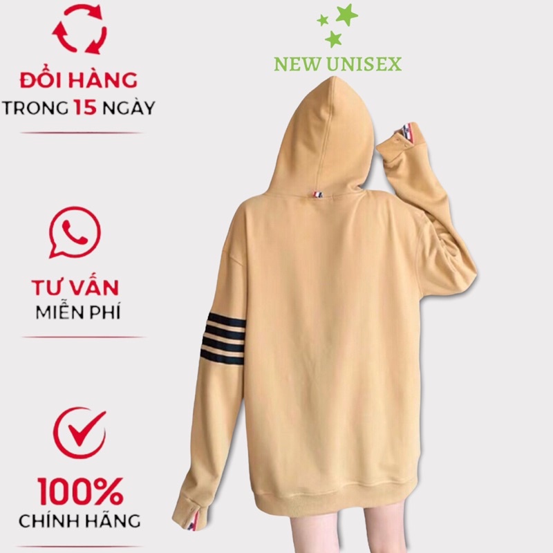 Áo Hoodies Nữ Chui Đầu Có Nón 4 Sọc Tay Form Rộng Mặc Đẹp Che Nắng Chắn Gió Tốt [NEW UNISEX]