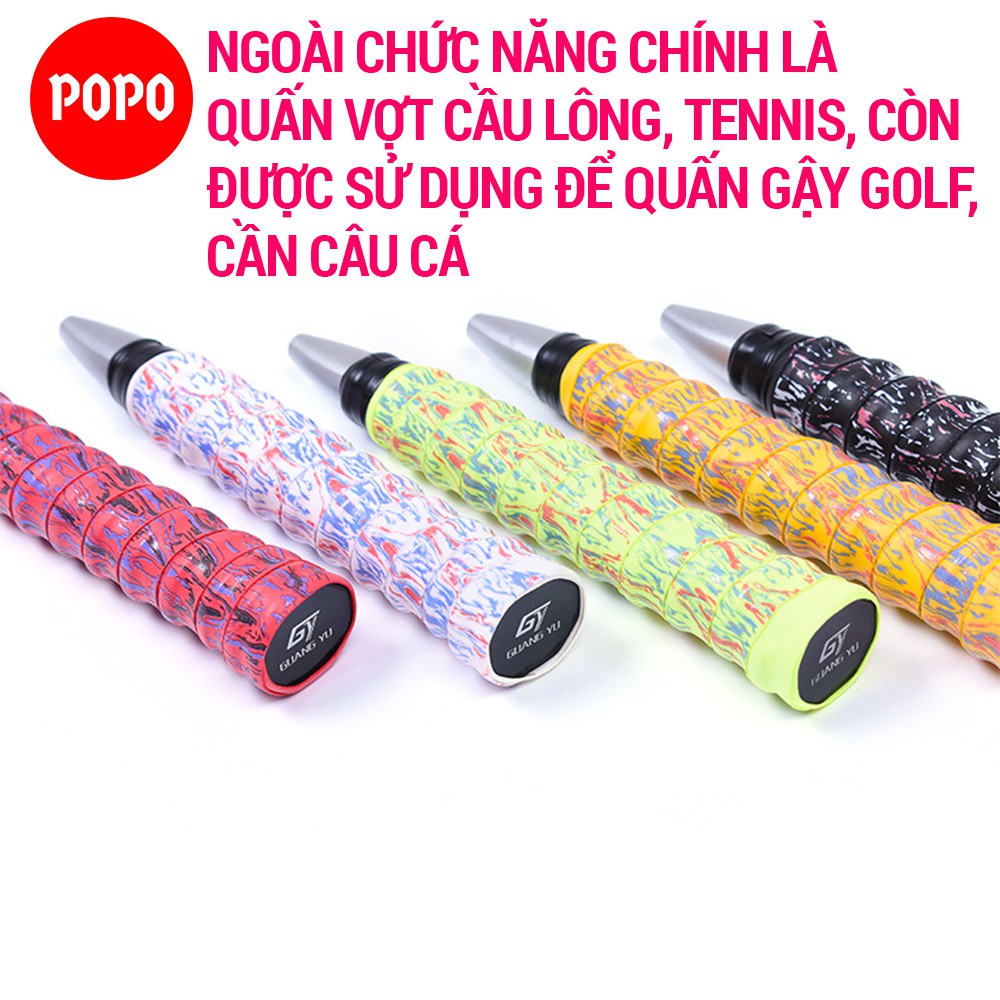 Quấn cán tennis có gân vân nhiều màu POPO GY100 cuốn cán vợt đảm bảo thoáng khí, thoát mồ hôi, độ bám cao