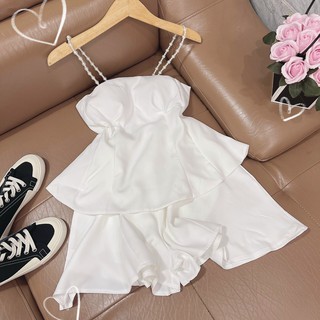 Set áo 2s trắng đính + short