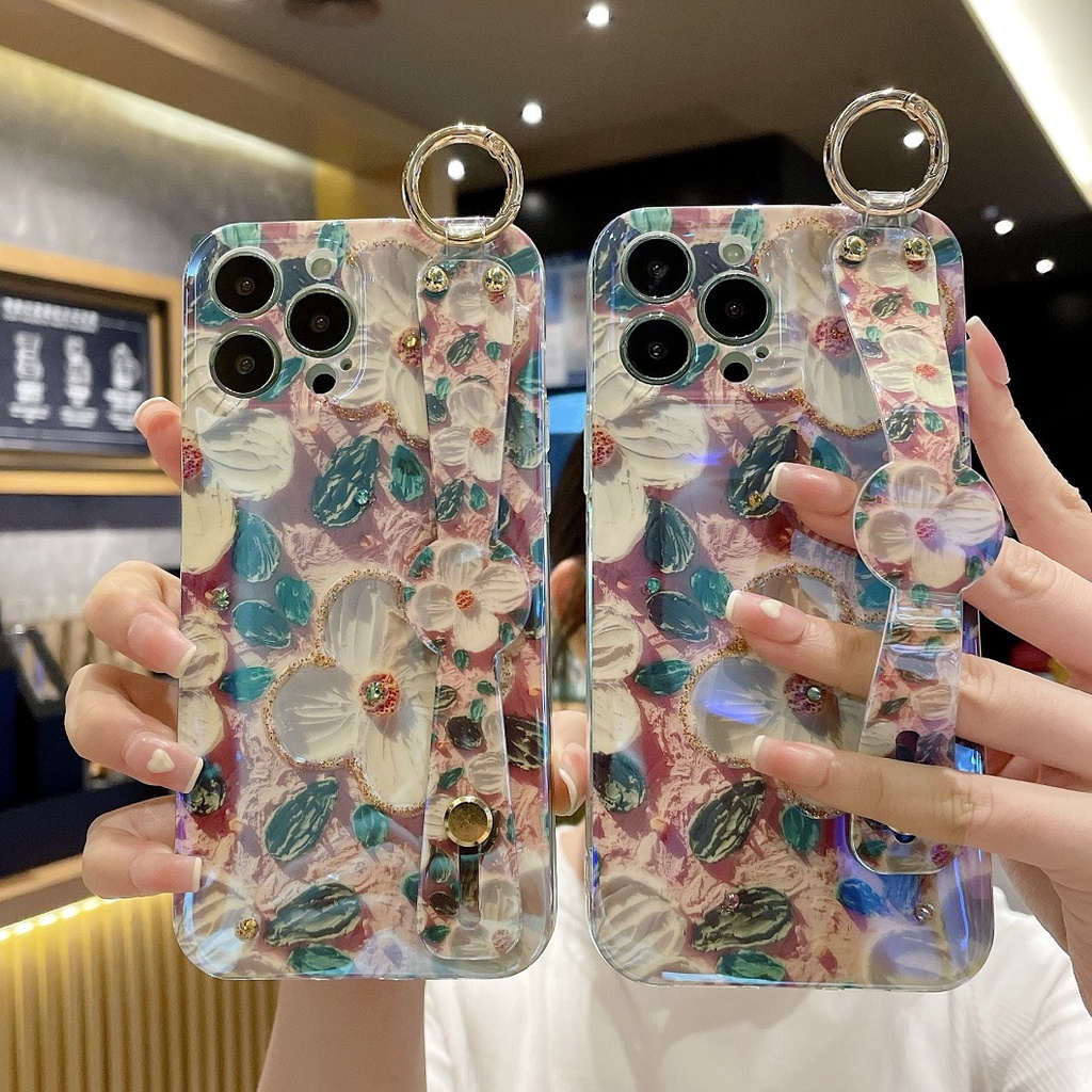 Ốp Điện Thoại Hình Hoa Có Dây Đeo Cho iPhone 7 8 plus X Xs XR Xsmax 11 12 13 14 Pro Max