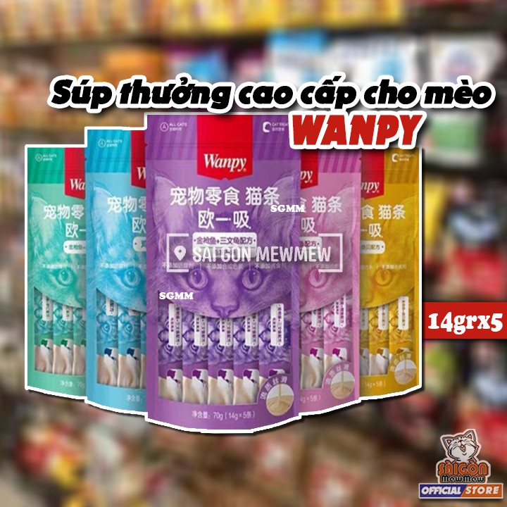 (Cao cấp) Súp thưởng cho mèo Wanpy Đầu mèo 5 thanh