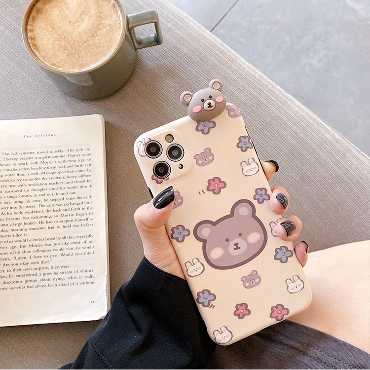 Ốp lưng iphone leo IMD Gấu nâu - Thỏ trắng 7plus/ 8plus / x /xs /xsmax/11/ /11 promax/12/12pro/12promax  DT07- Dino Case