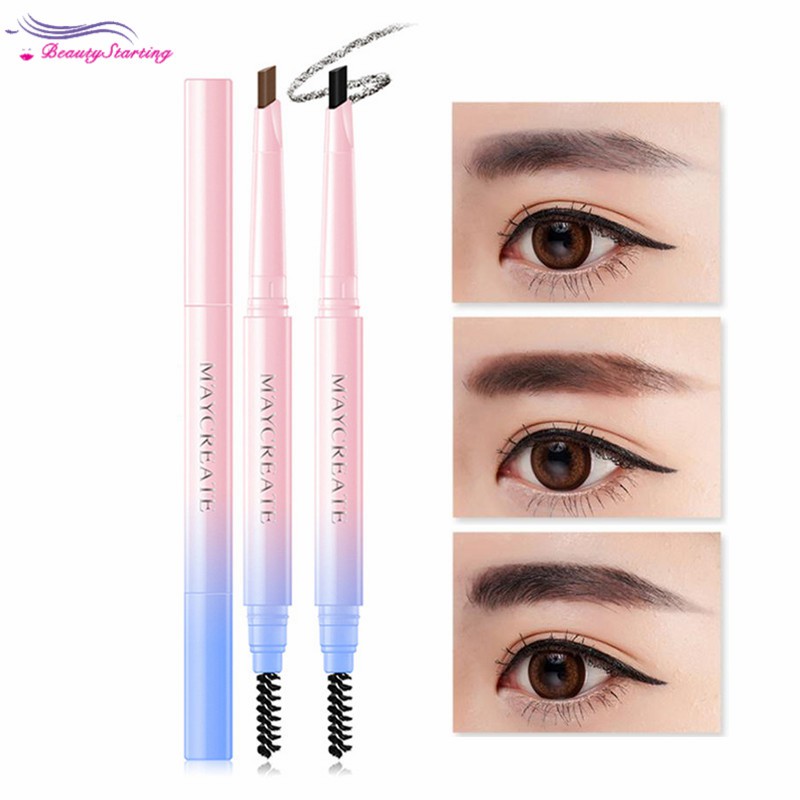 Chì kẻ chân mày MayCreate dạng xoay màu sắc tự nhiên lâu trôi có đầu cọ tiện dụng