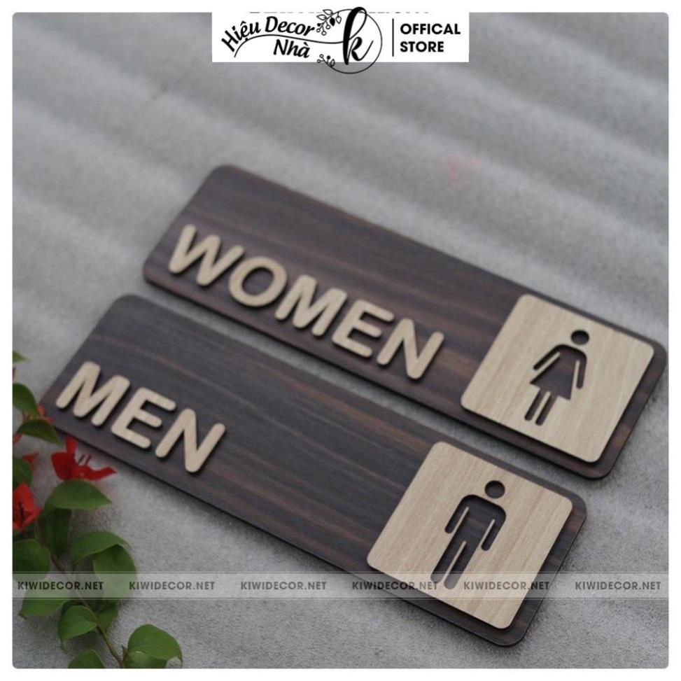 Bảng WC Toilet Decor Vintage Bằng Gỗ - WC Nam Nữ - Restroom Chỉ hướng nhà vệ sinh - Hiệu Nhà K