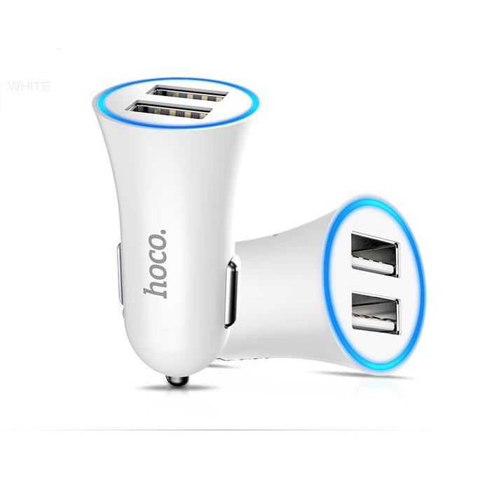 Tẩu Sạc xe hơi HOCO UC204 2 cổng USB Dành cho điện thoại iPhone iP Huawei Samsung Oppo Realme giá rẻ đẹp bền