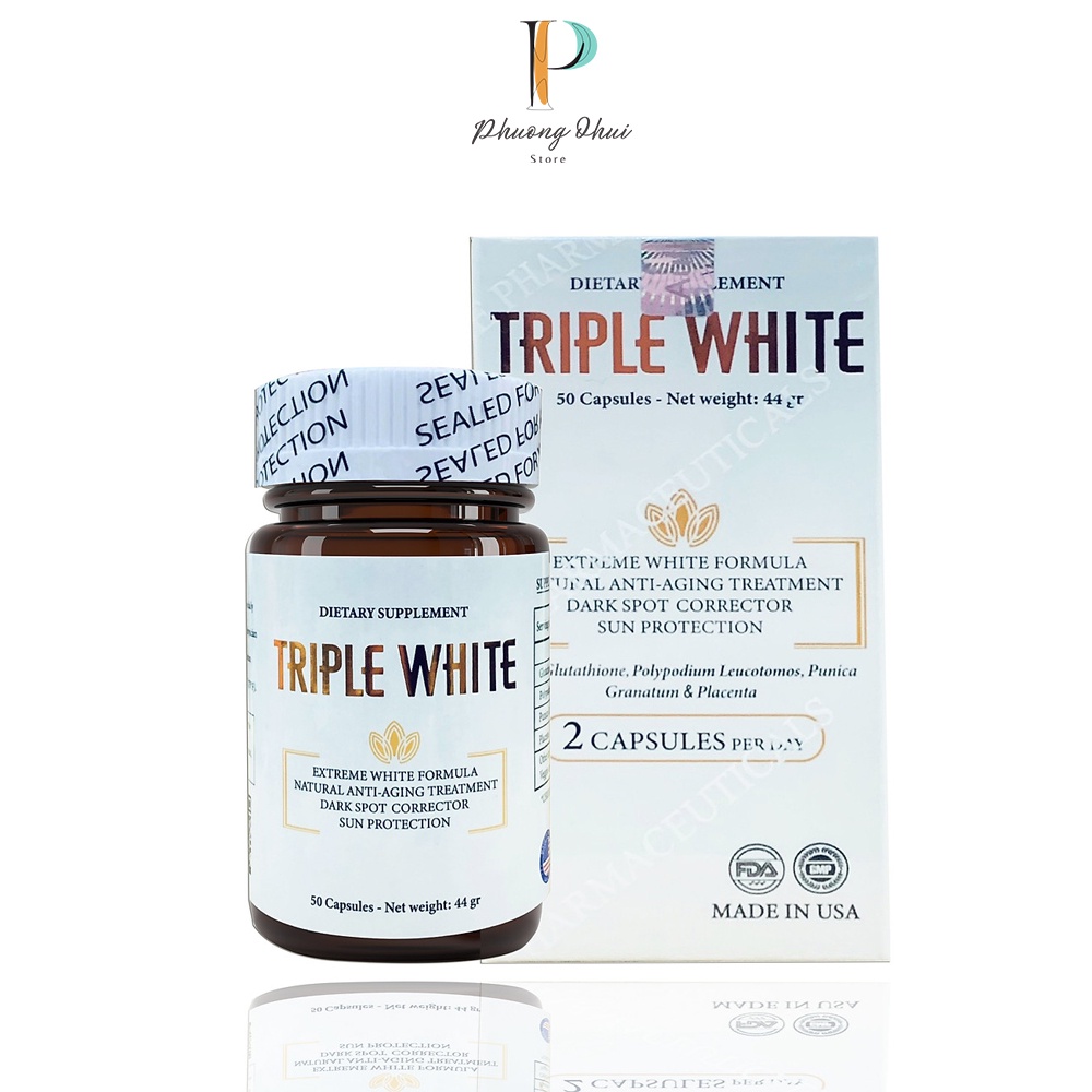 Viên Uống Trắng Da Chống Nắng Triple White Giảm Thâm Nám, Chống Lão Hoá Của Mỹ Hộp 50 Viên