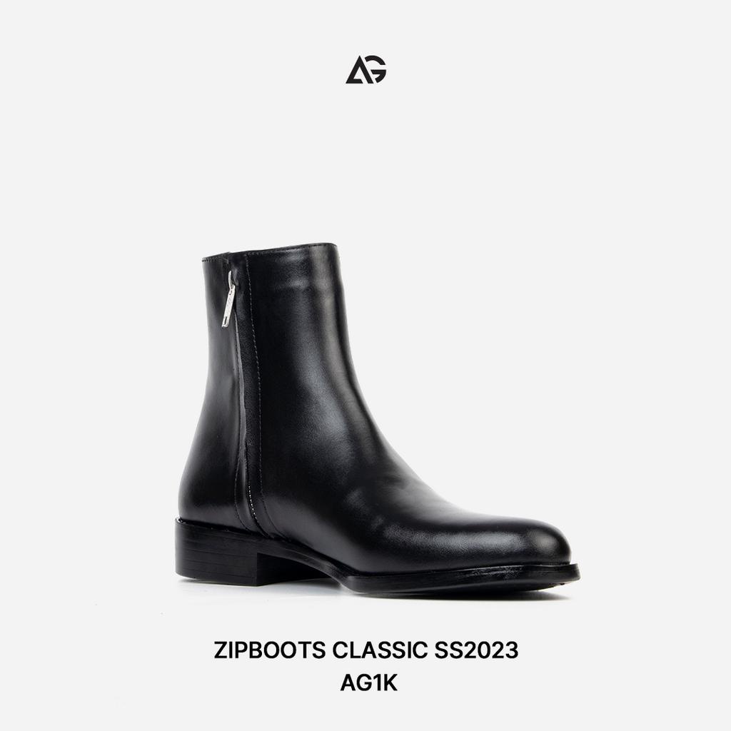 Giày boots nam cao cấp da bò nhập khẩu Zip boots handmade August shoes AG1K chính hãng bảo hành 12 tháng