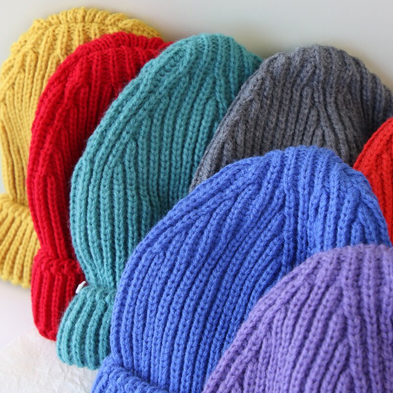 Mũ Beanie Dệt Kim Màu Trơn Giữ Ấm Mùa Đông In Chữ Phong Cách Hàn Quốc Mới Cho Bé Trai Và Gái